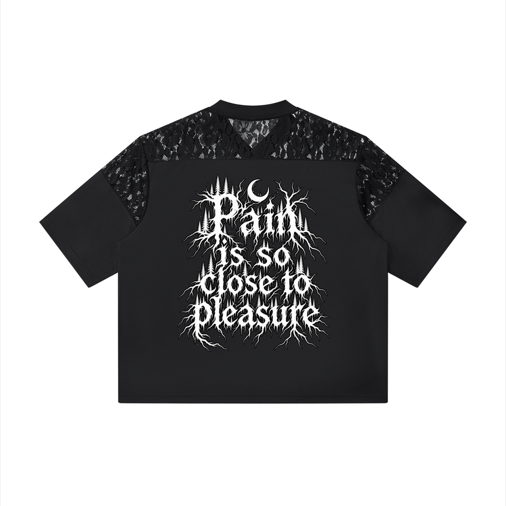 Heath Goth Unisex Lace Paneling V-Neck T-Shirt