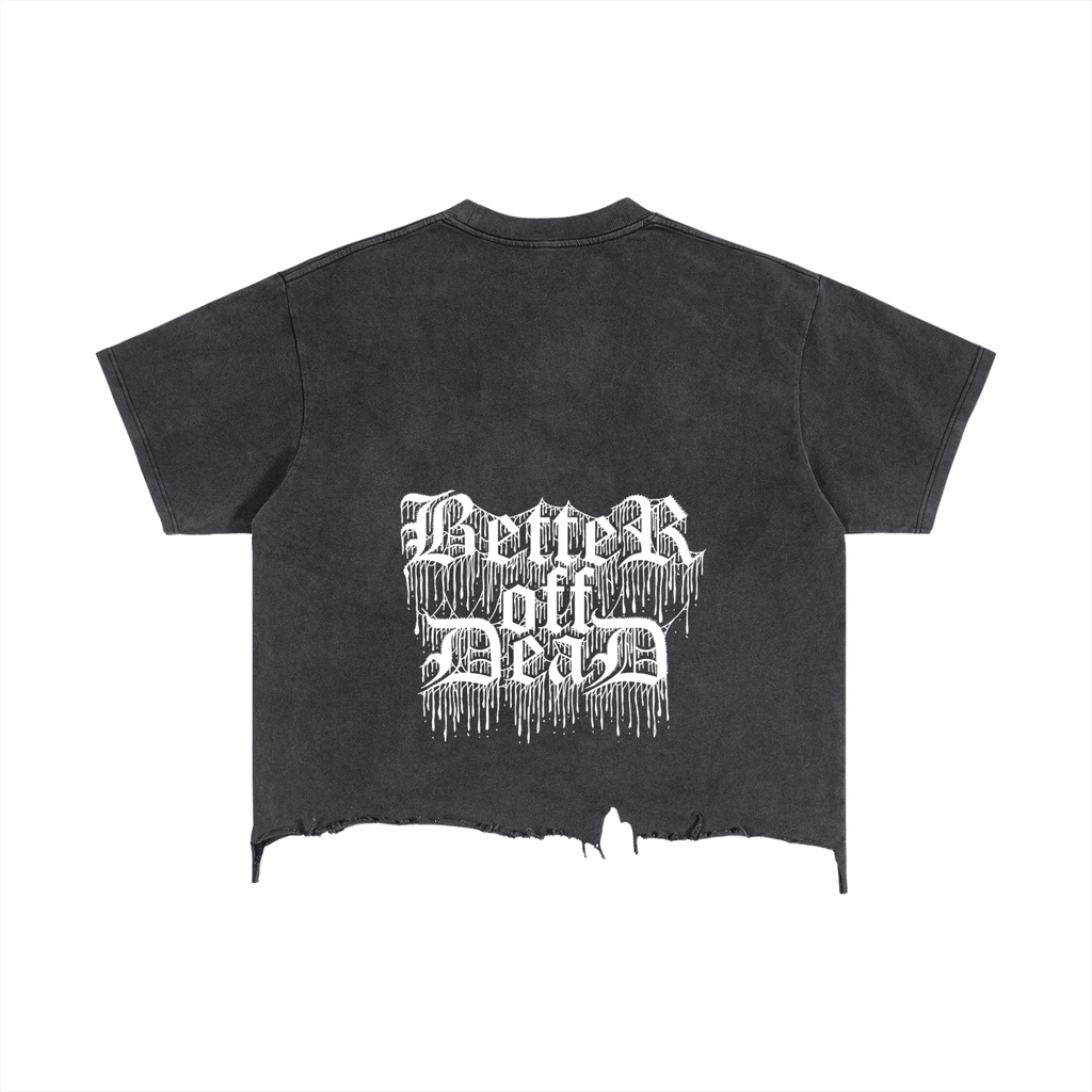 Dont Care Vintage Wash Boxy Distressed Hem T-Shirt