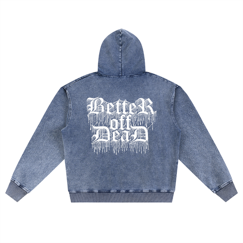 Goths Snow Wash Oversized Zip-Up Hoodie