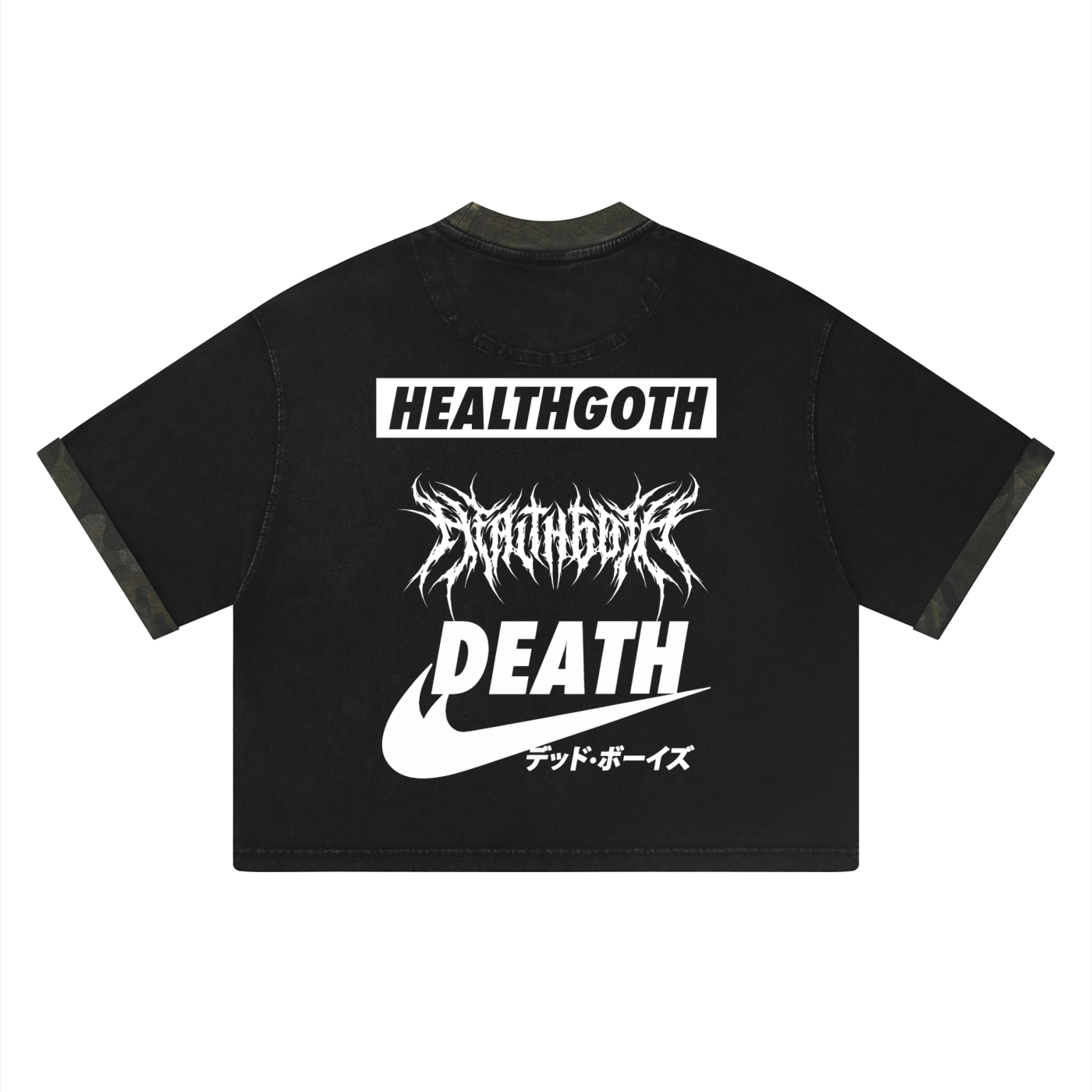 HealthGoth Unisex Mineral Washed Boxy Panel T-Shirt