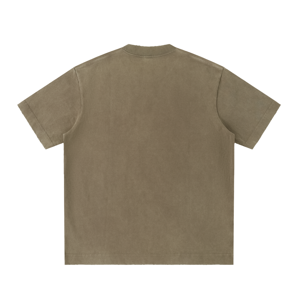 Biohacking Heavyweight Vintage Washed Frayed T-Shirt