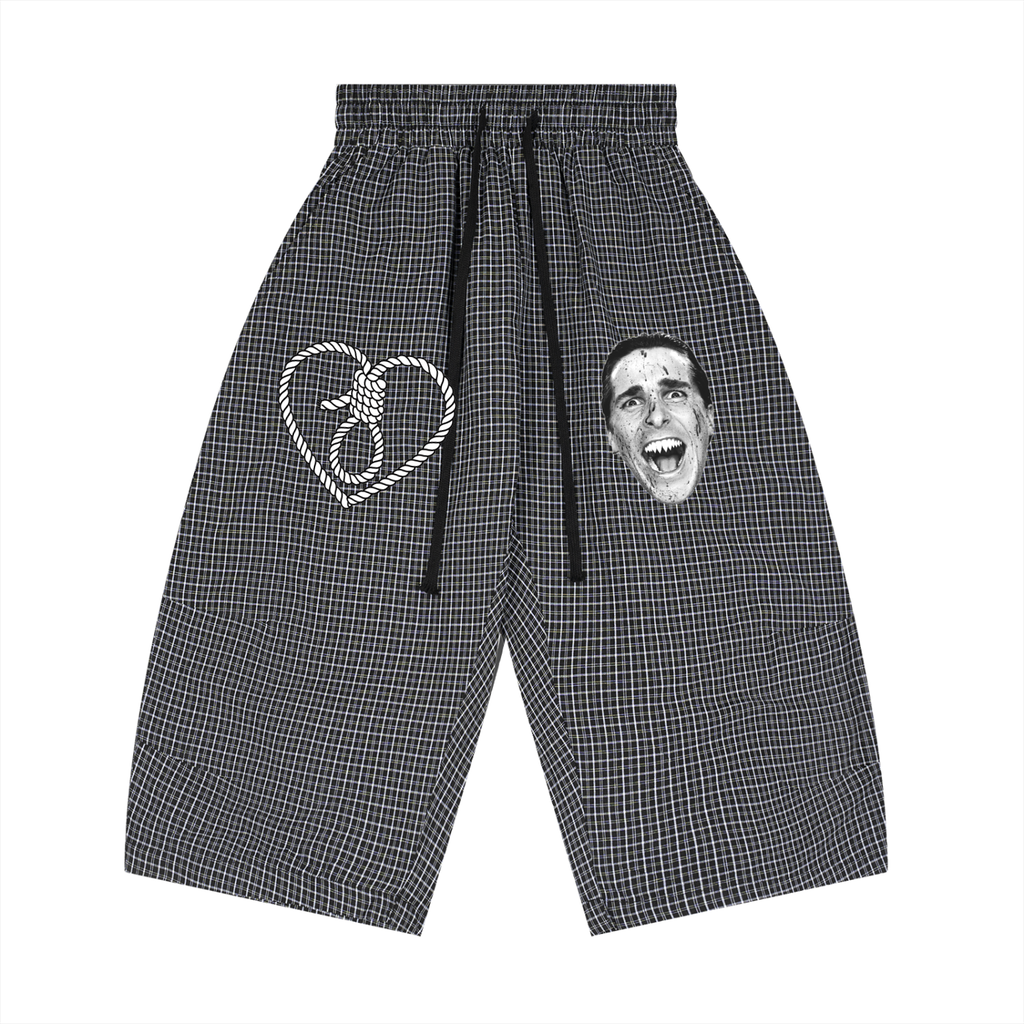 Gothsdoingthings Unisex Plaid Loose Capri Shorts