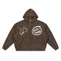 Goth inside Leopard Print Waffle Full Zip Hoodie