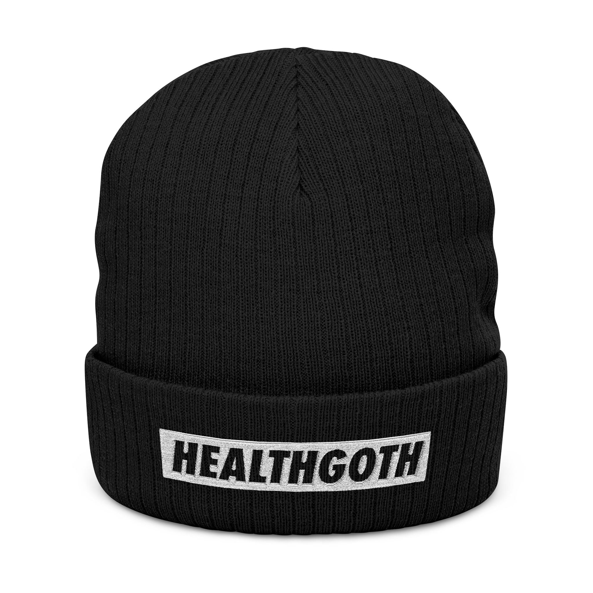 Healthgoth Ribbed Knit Beanie (Embroidery)