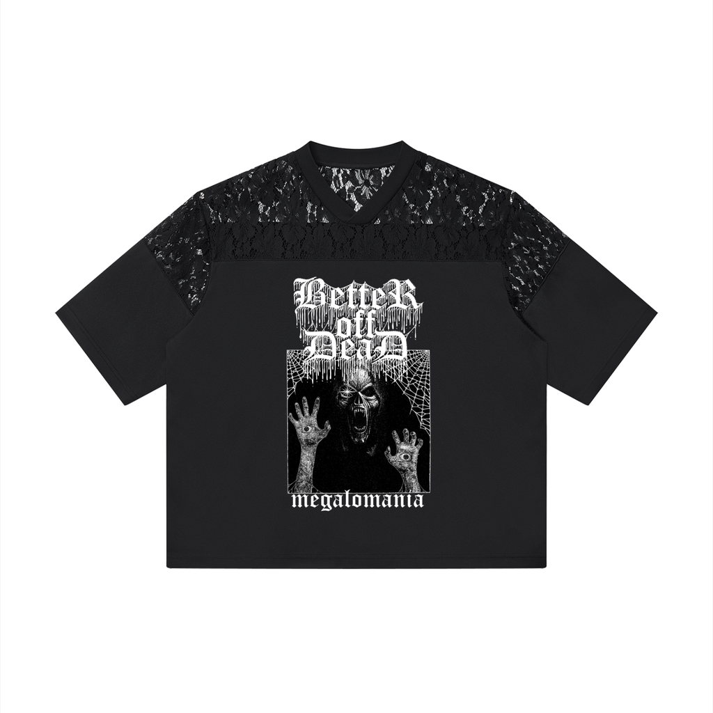 betteroffdead Lace Paneling V-Neck T-Shirt
