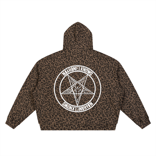 Goth inside Leopard Print Waffle Full Zip Hoodie