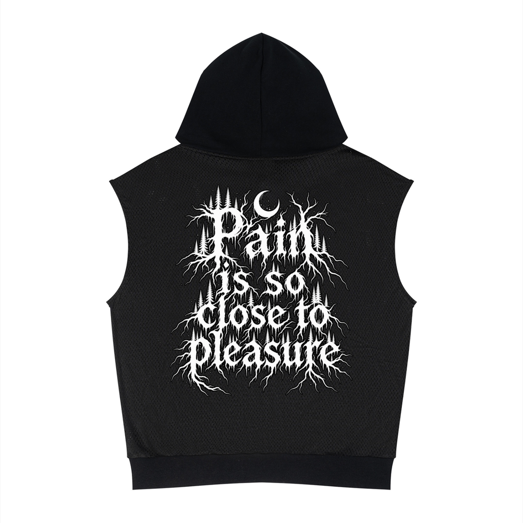 Health goth Unisex Panel Mesh Sleeveless Hoodie