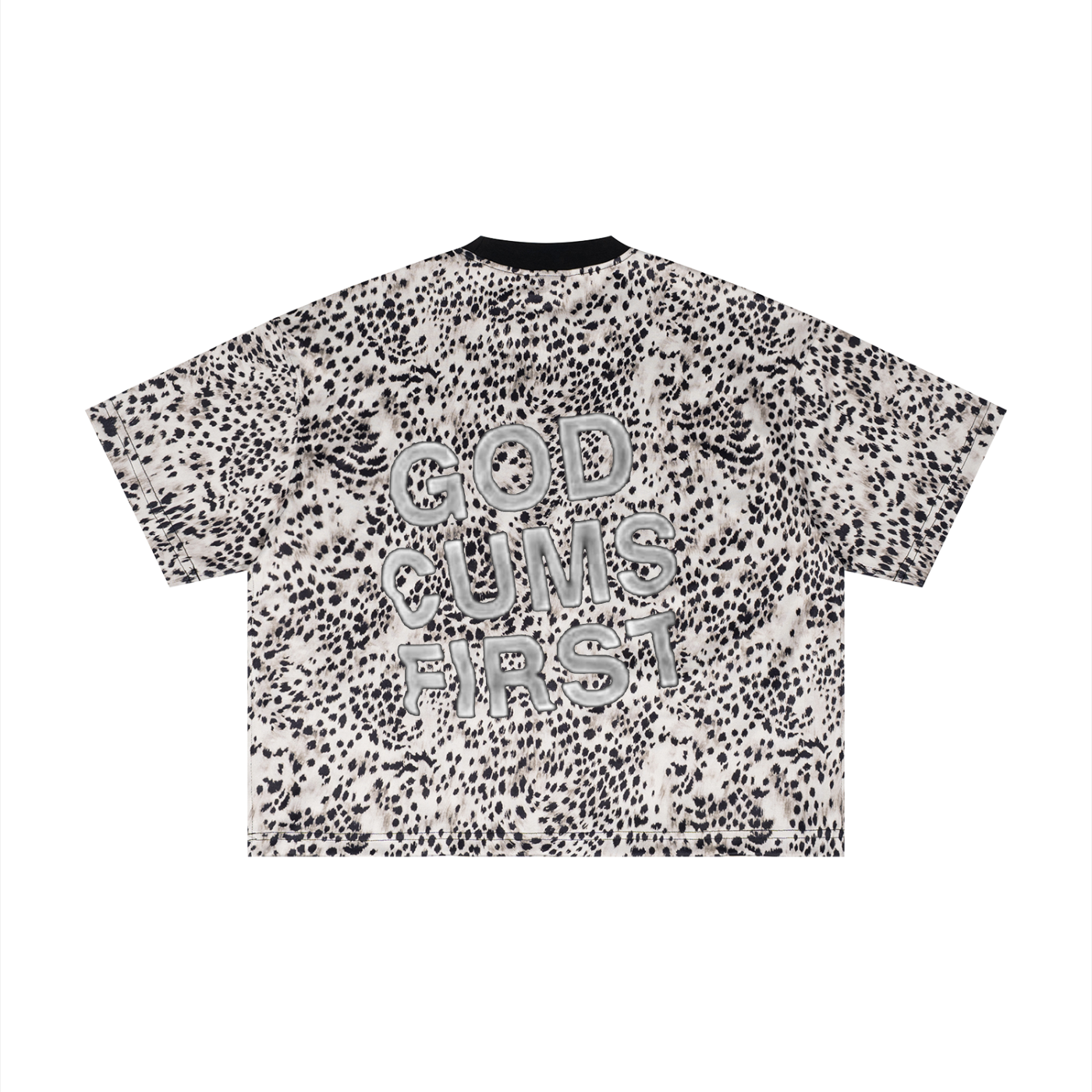 HELLO Unisex Leopard Print Boxy T-Shirt