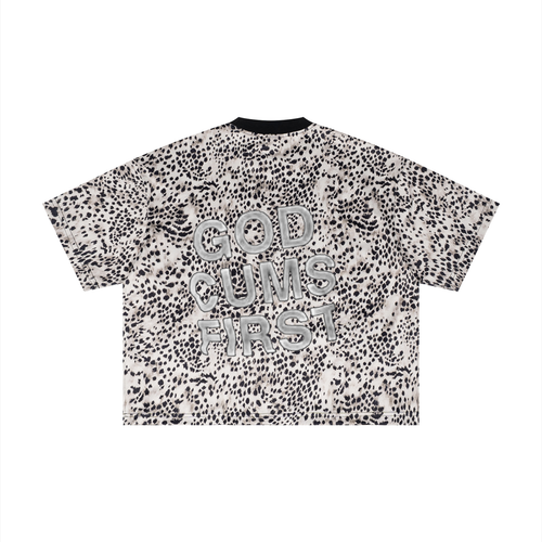 HELLO Unisex Leopard Print Boxy T-Shirt