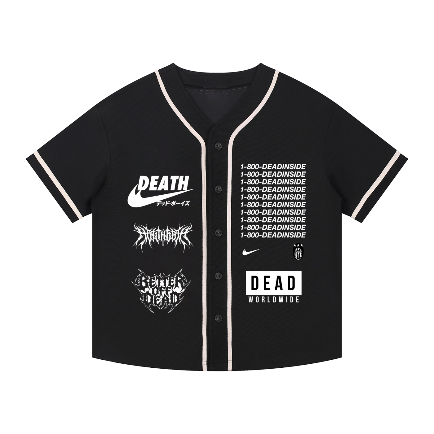 Heath Goth Contrast Piped Button-Up Jersey