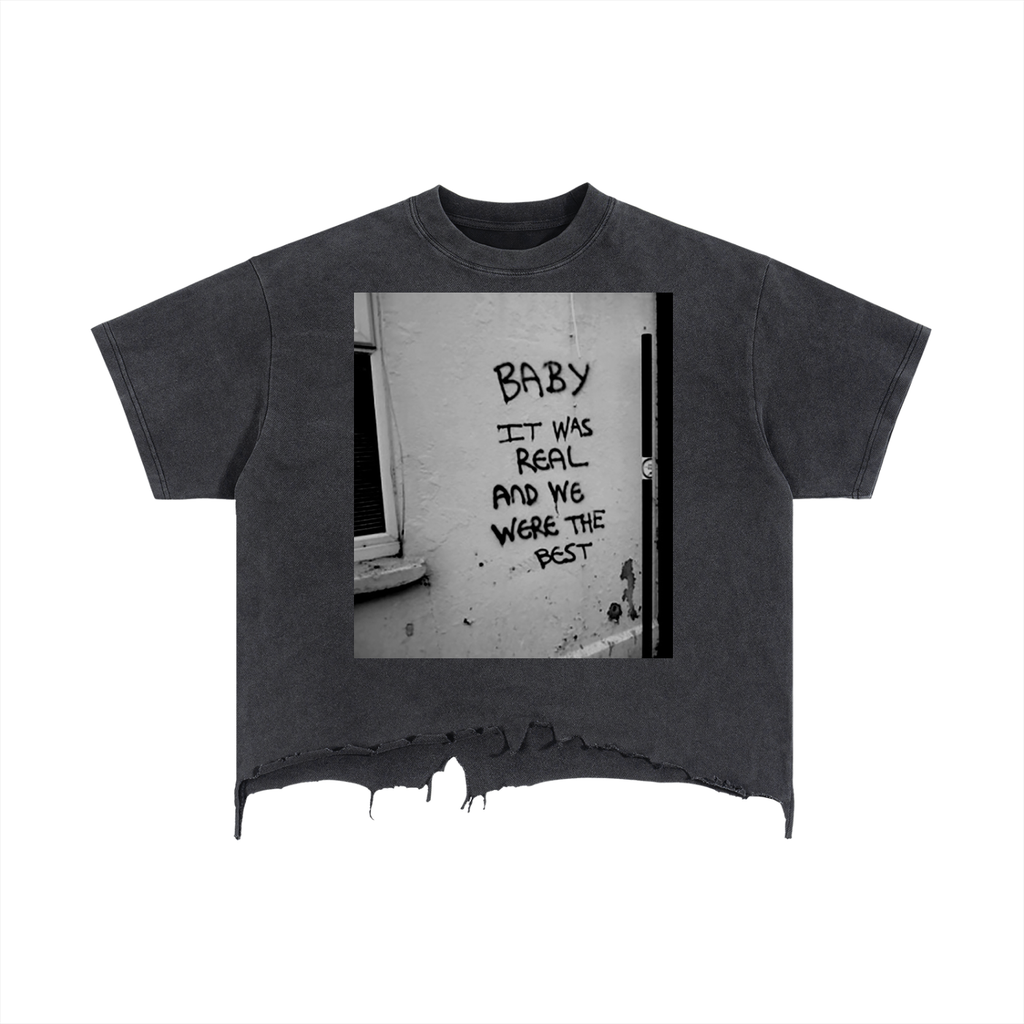 Baby Wash Boxy Distressed Hem T-Shirt