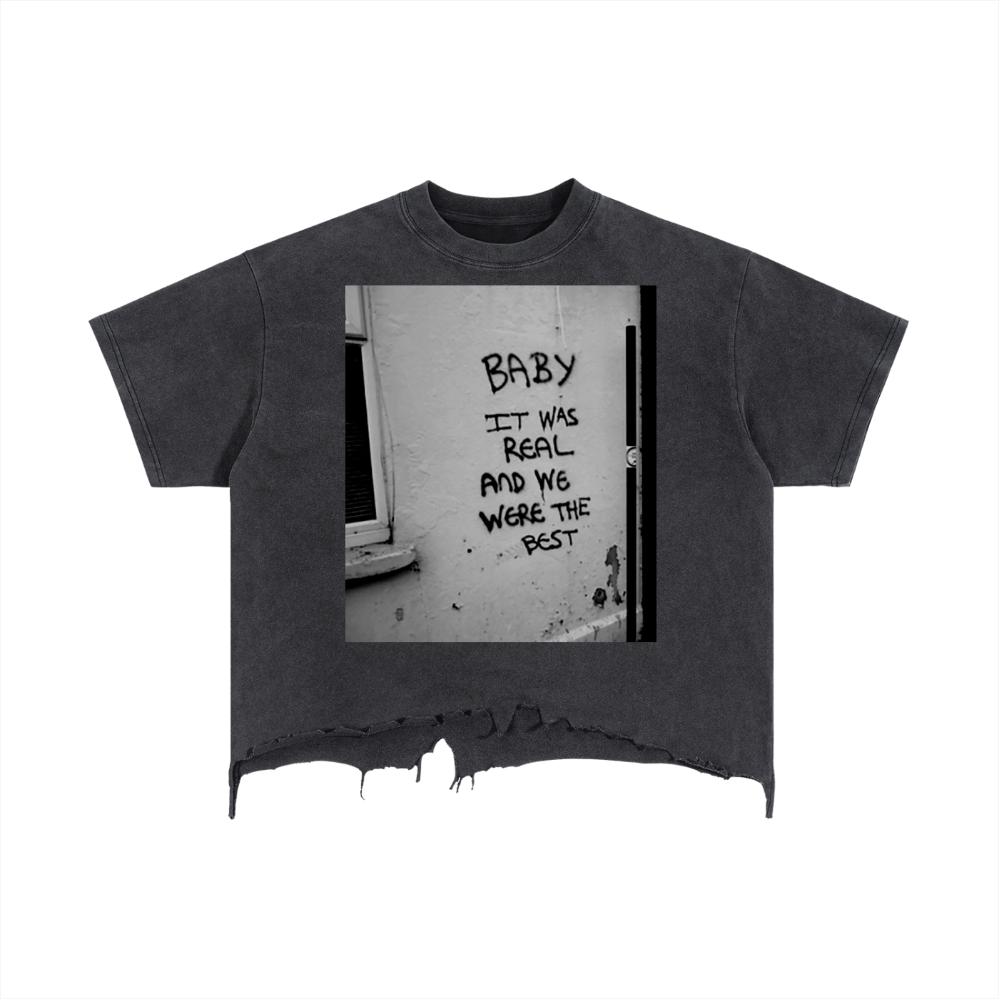 Baby Wash Boxy Distressed Hem T-Shirt
