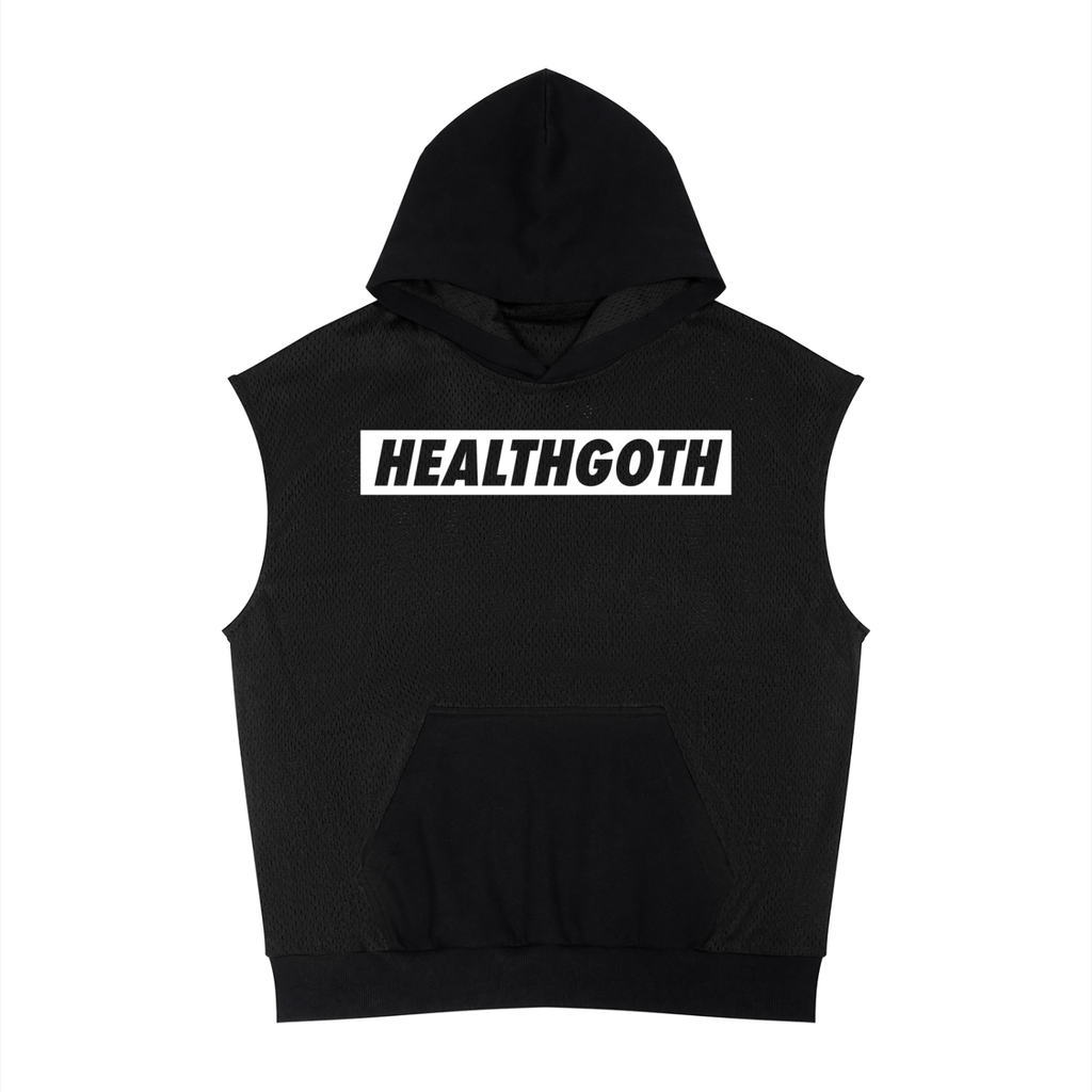 Health goth Unisex Panel Mesh Sleeveless Hoodie