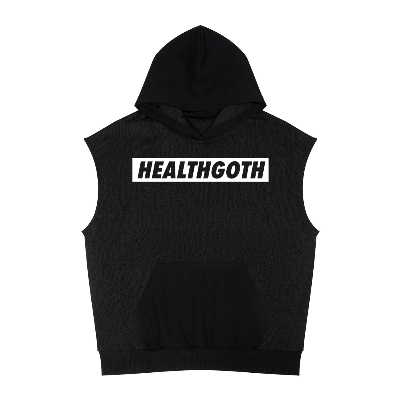 Health goth Unisex Panel Mesh Sleeveless Hoodie