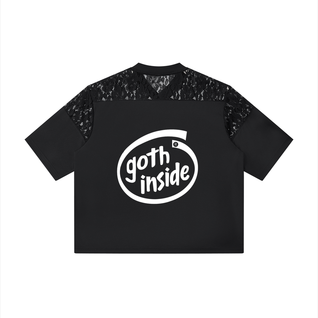 betteroffdead Lace Paneling V-Neck T-Shirt