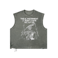 Government Distressed Grommet Eyelet Tank Top