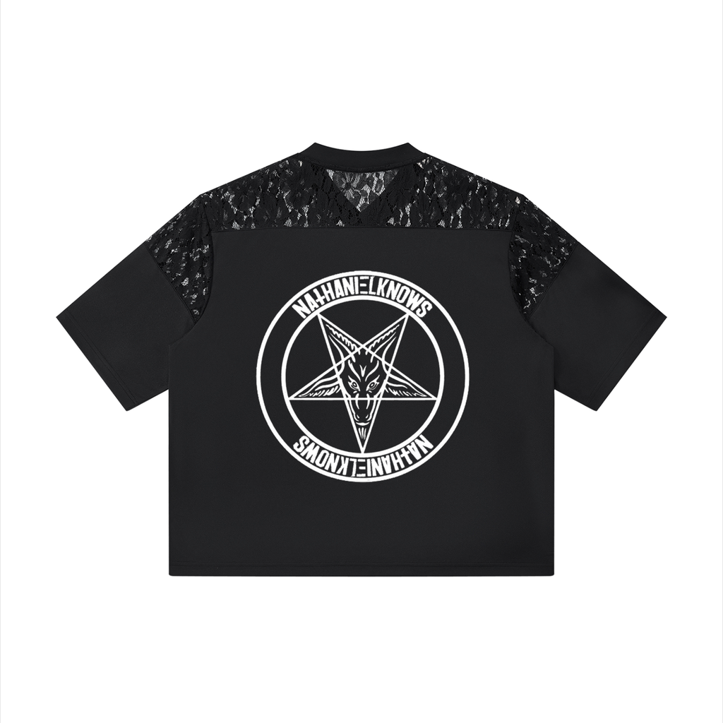 Heath Goth Unisex Lace Paneling V-Neck T-Shirt