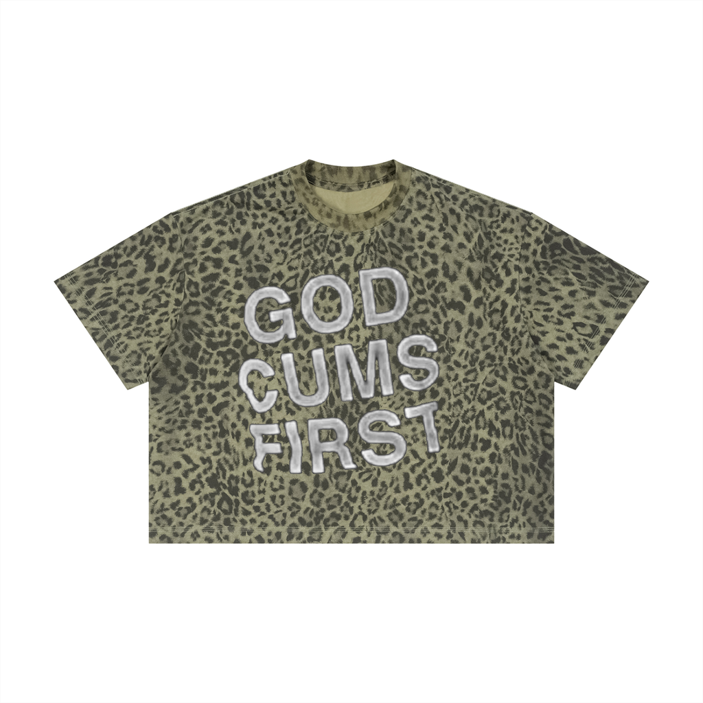 God Leopard Print Boxy T-Shirt