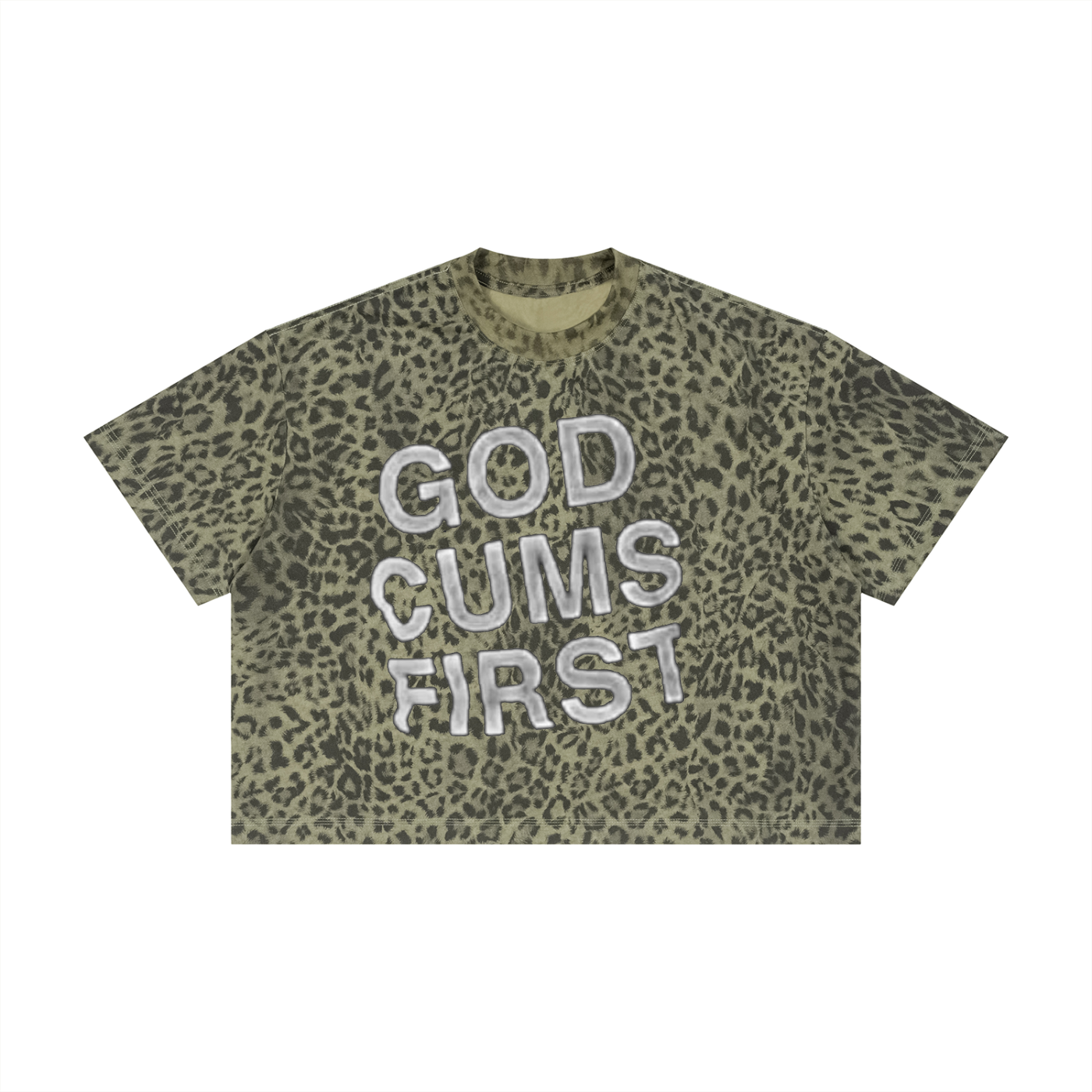 God Leopard Print Boxy T-Shirt