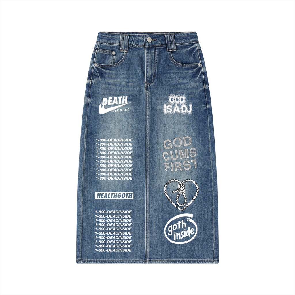 Health goth Women’s Vintage Wash Denim Skirt