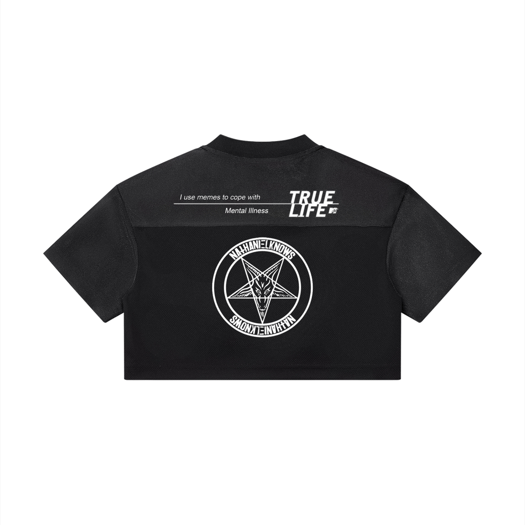 Gothsdoingthings Women’s Cropped Paneled V-Neck Jersey