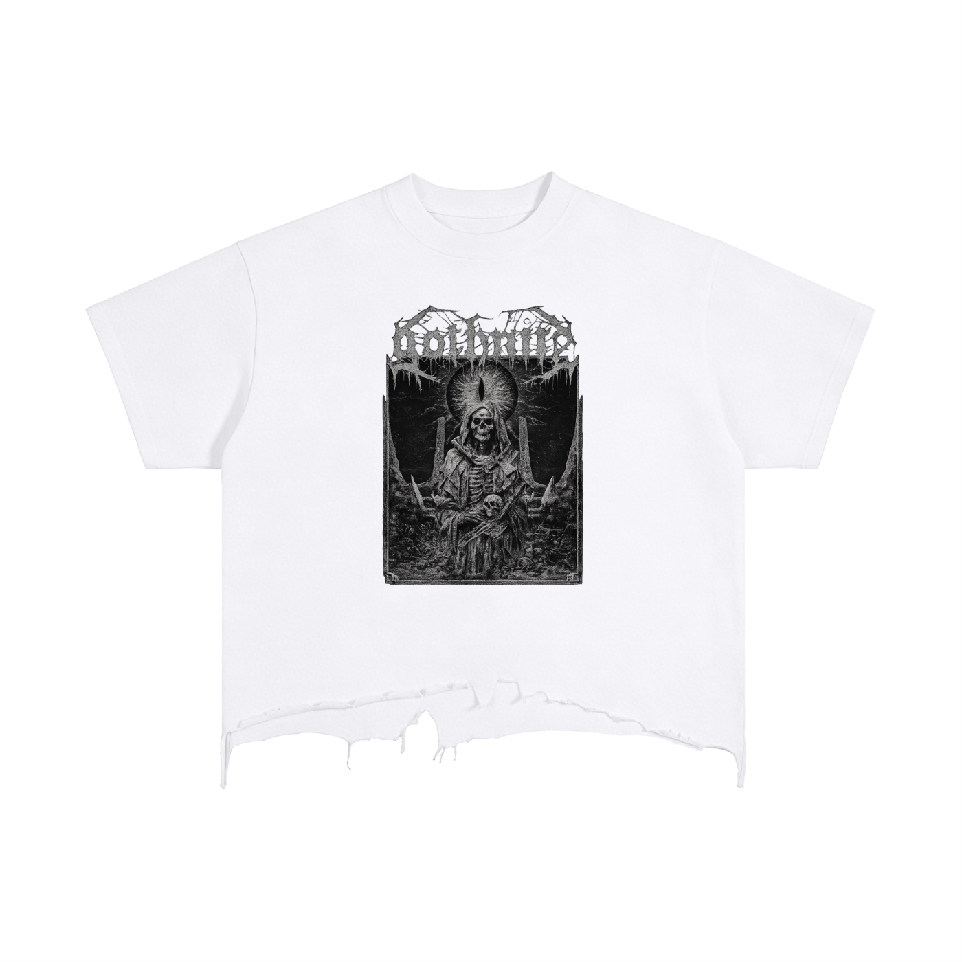 Goth Nite Vintage Wash Boxy Distressed Hem T-Shirt