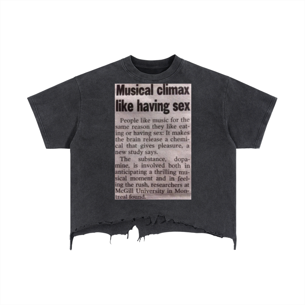Music Vintage Wash Boxy Distressed Hem T-Shirt