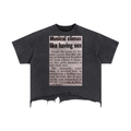 Music Vintage Wash Boxy Distressed Hem T-Shirt