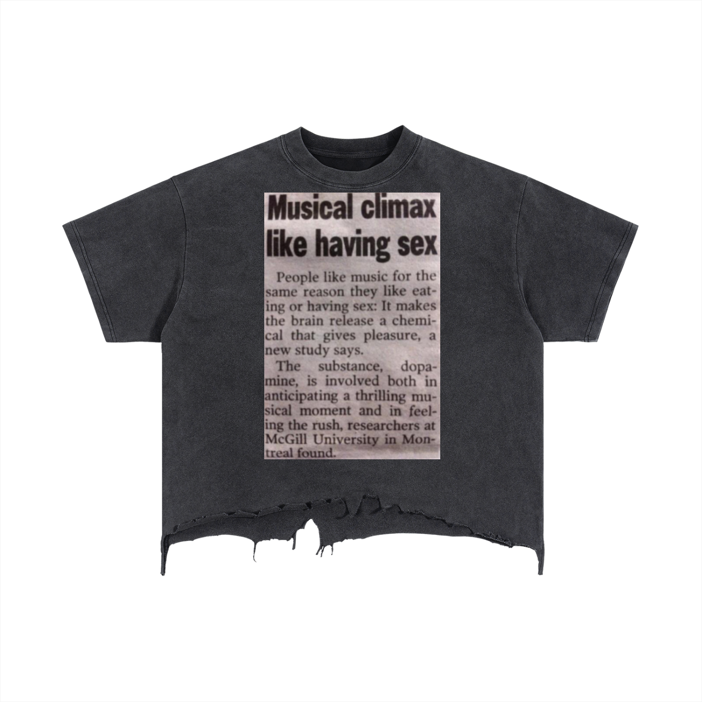 Music Vintage Wash Boxy Distressed Hem T-Shirt