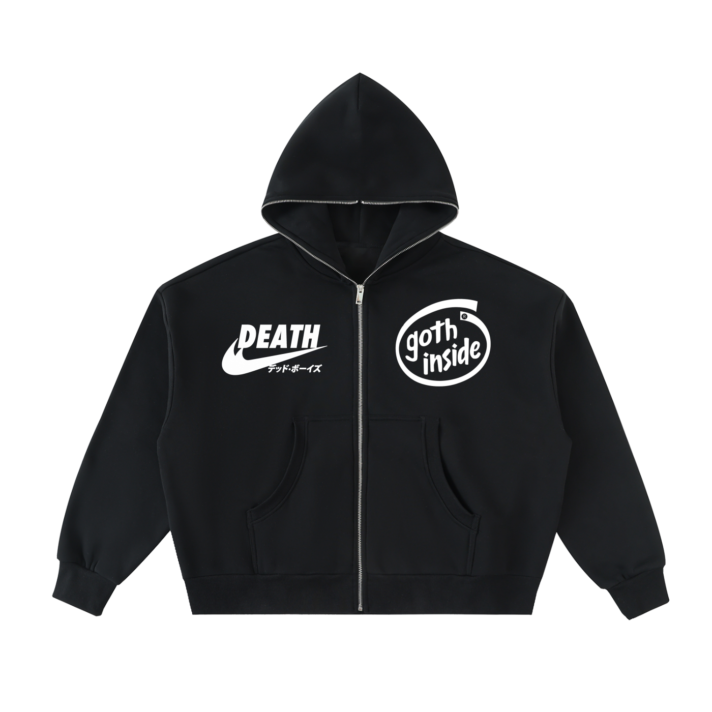 Health Goth Fleeced Full-Zip Boxy Hoodie
