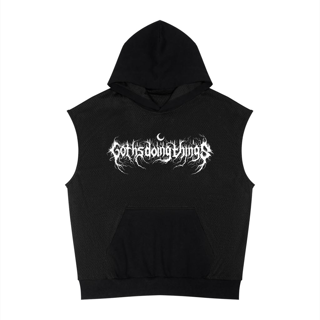 Unisex Panel Mesh Sleeveless Hoodie