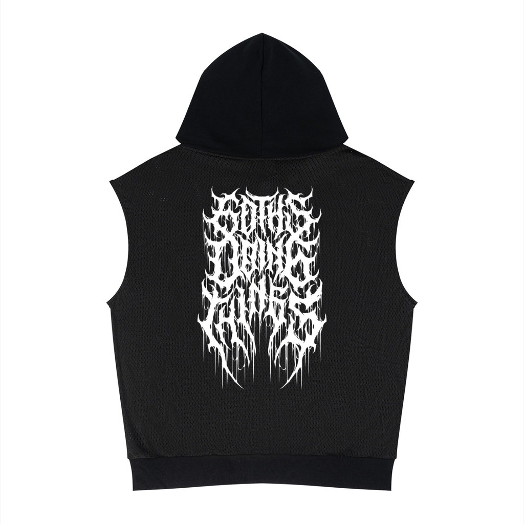 Unisex Panel Mesh Sleeveless Hoodie