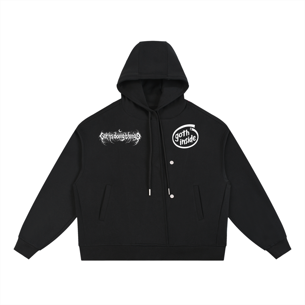 Gothsdoingthings Boxy Button Placket Hoodie