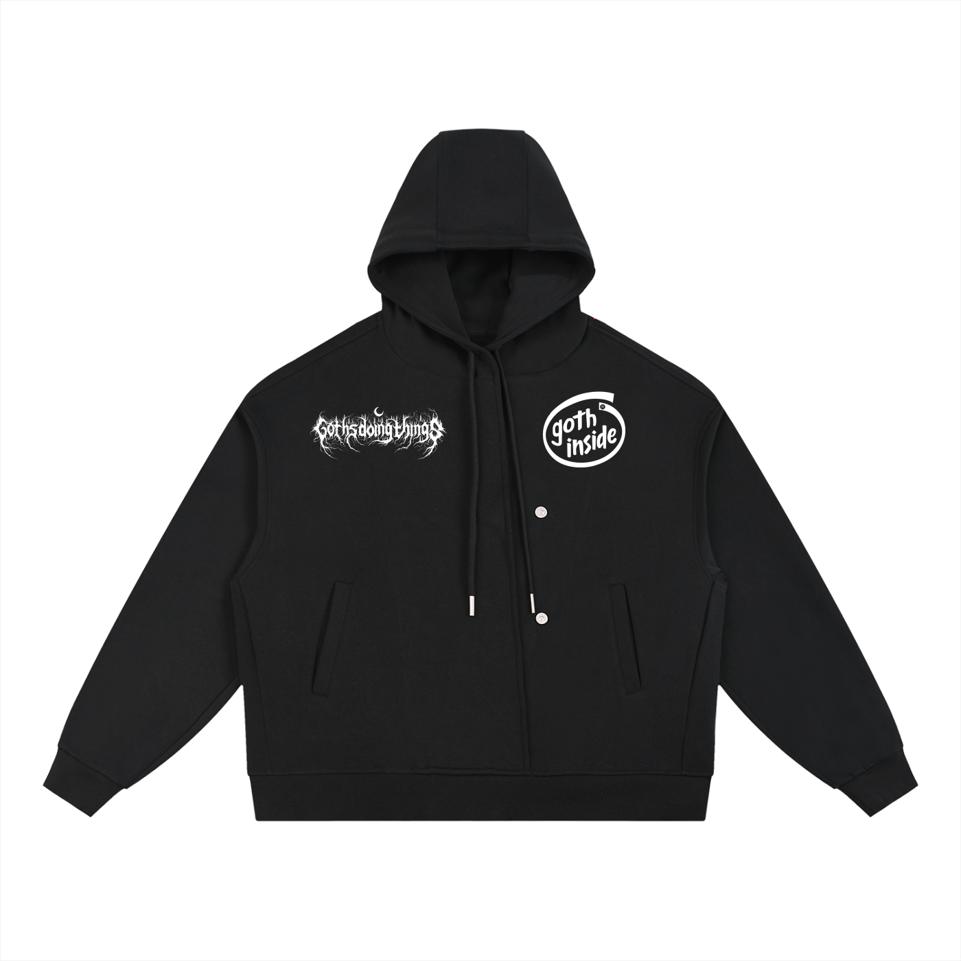Gothsdoingthings Boxy Button Placket Hoodie