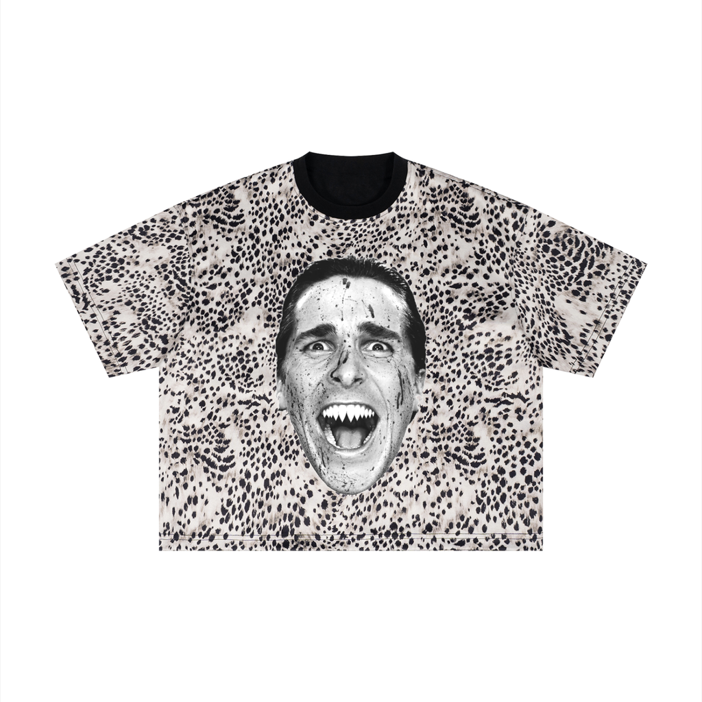 HELLO Unisex Leopard Print Boxy T-Shirt