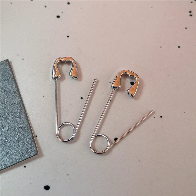 Y2K Safety Pin Charm Hoop Earrings, Punk product photo 5