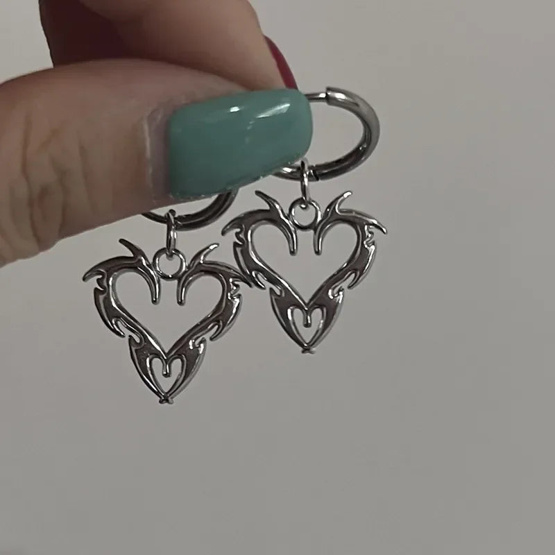 Y2K Safety Pin Charm Hoop Earrings, Punk product photo 3
