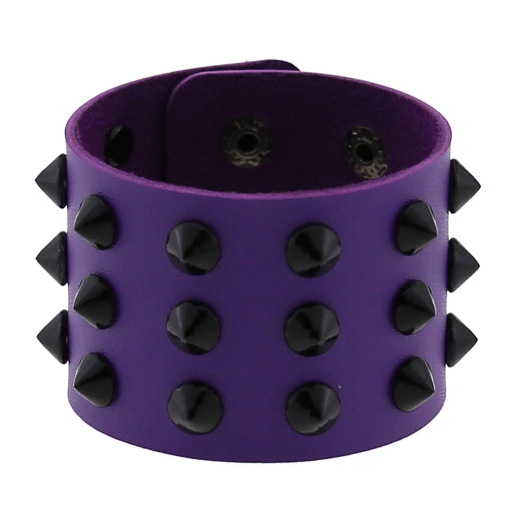 Studded Spiked Leather Cuff Bracelet