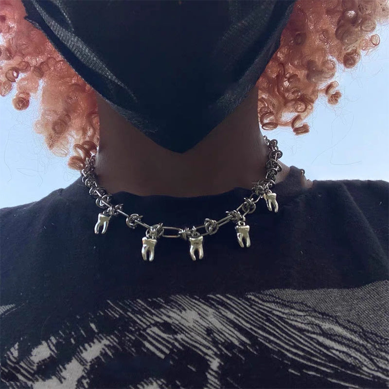 Thorns & Teeth Necklace, Punk Hip Hop product photo 4