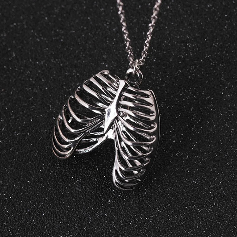 Anatomical Ribcage Heart Necklace, Gothic product photo 5