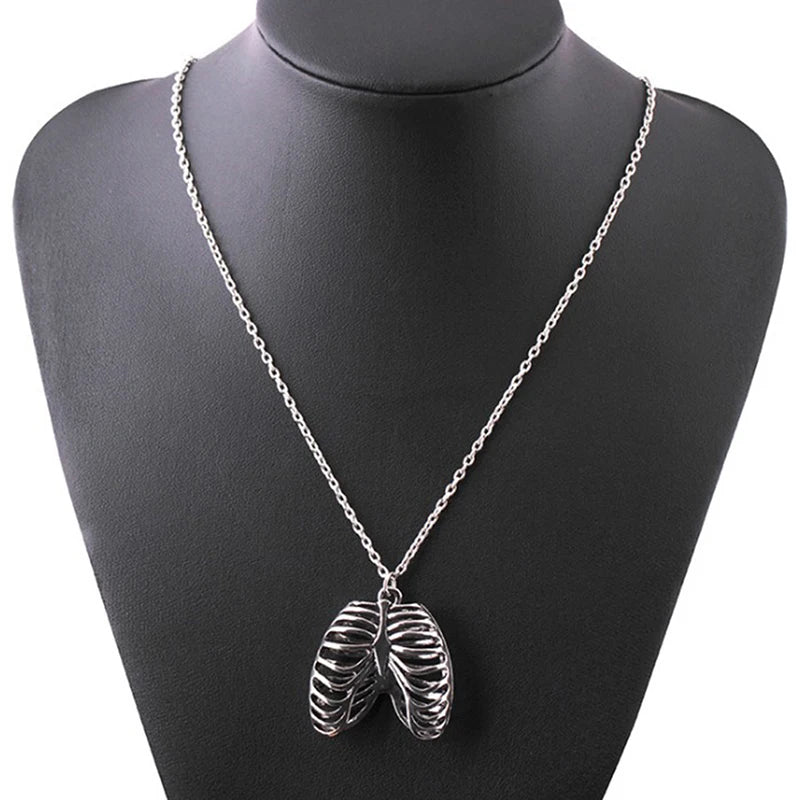Anatomical Ribcage Heart Necklace, Gothic product photo 3