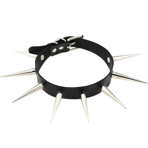 Big spiked studded punk collar choker, view 2