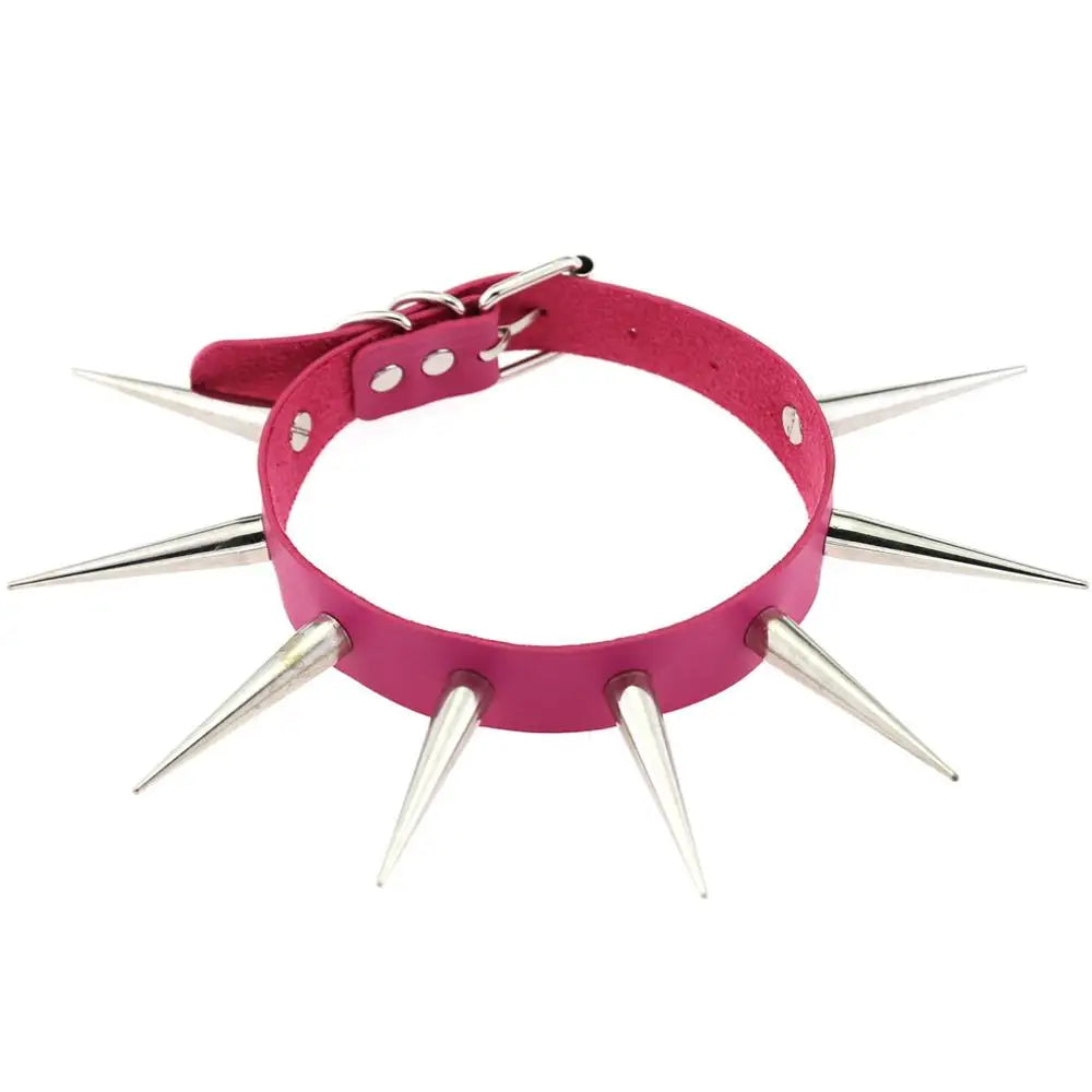 Big spiked studded punk collar choker, view 6