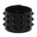 PU leather cuff bracelet with metal spikes and rivets