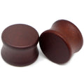 Pair of solid red wood saddle-fit ear plugs