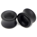 Pair of hollow black wood saddle-fit ear tunnels