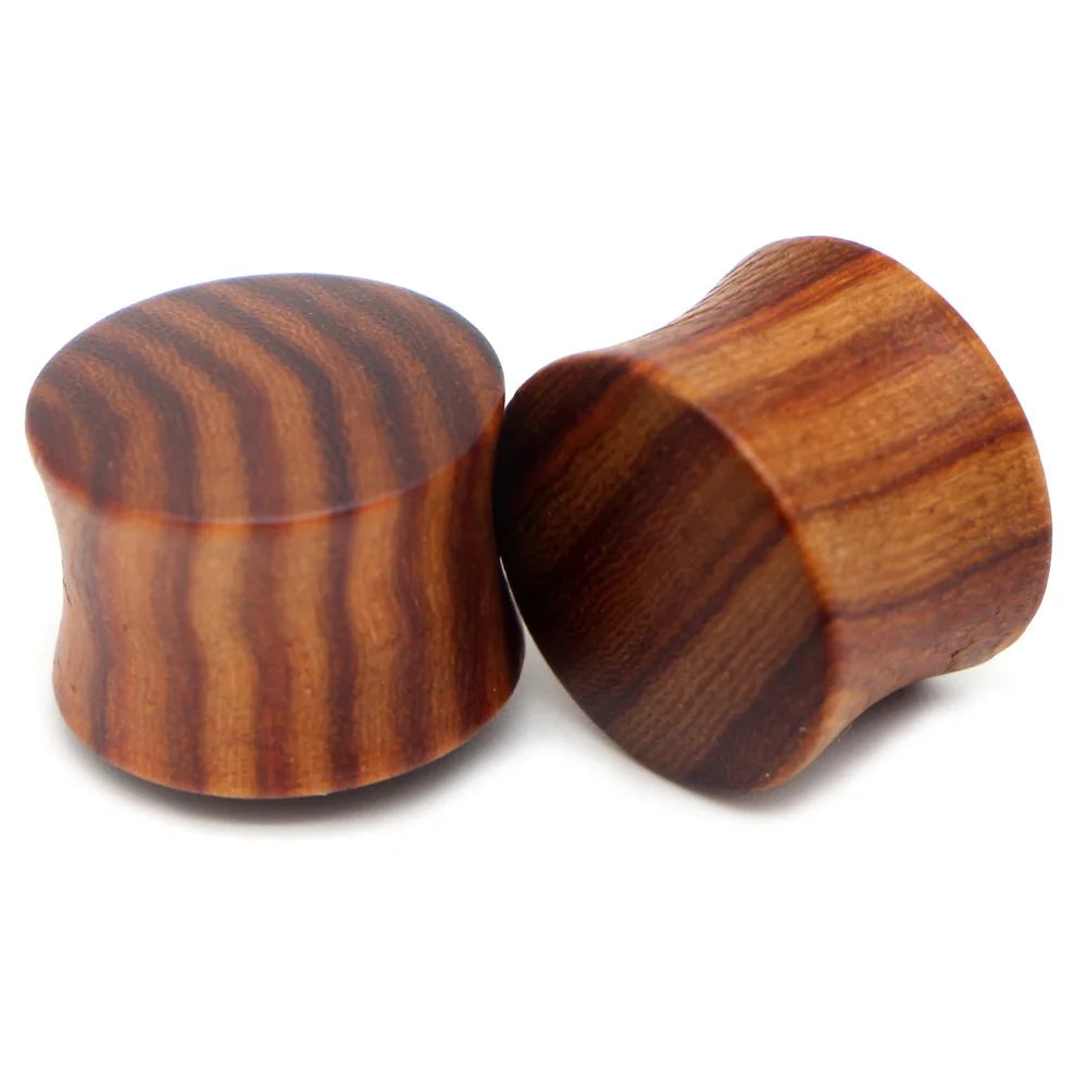 Pair of red sanders wood saddle-fit ear plugs