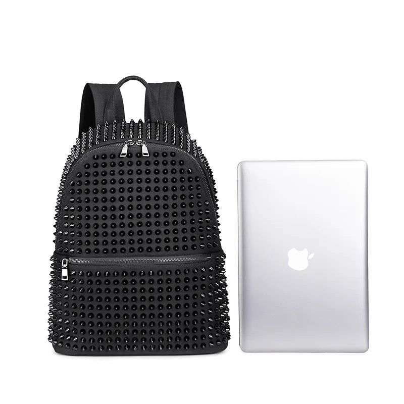 Rivet Studded Punk Leather Backpack