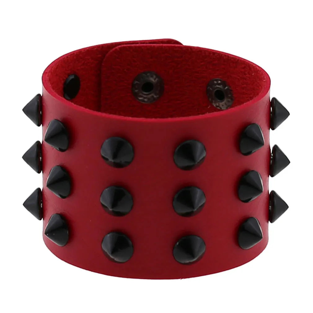 Studded Spiked Leather Cuff Bracelet