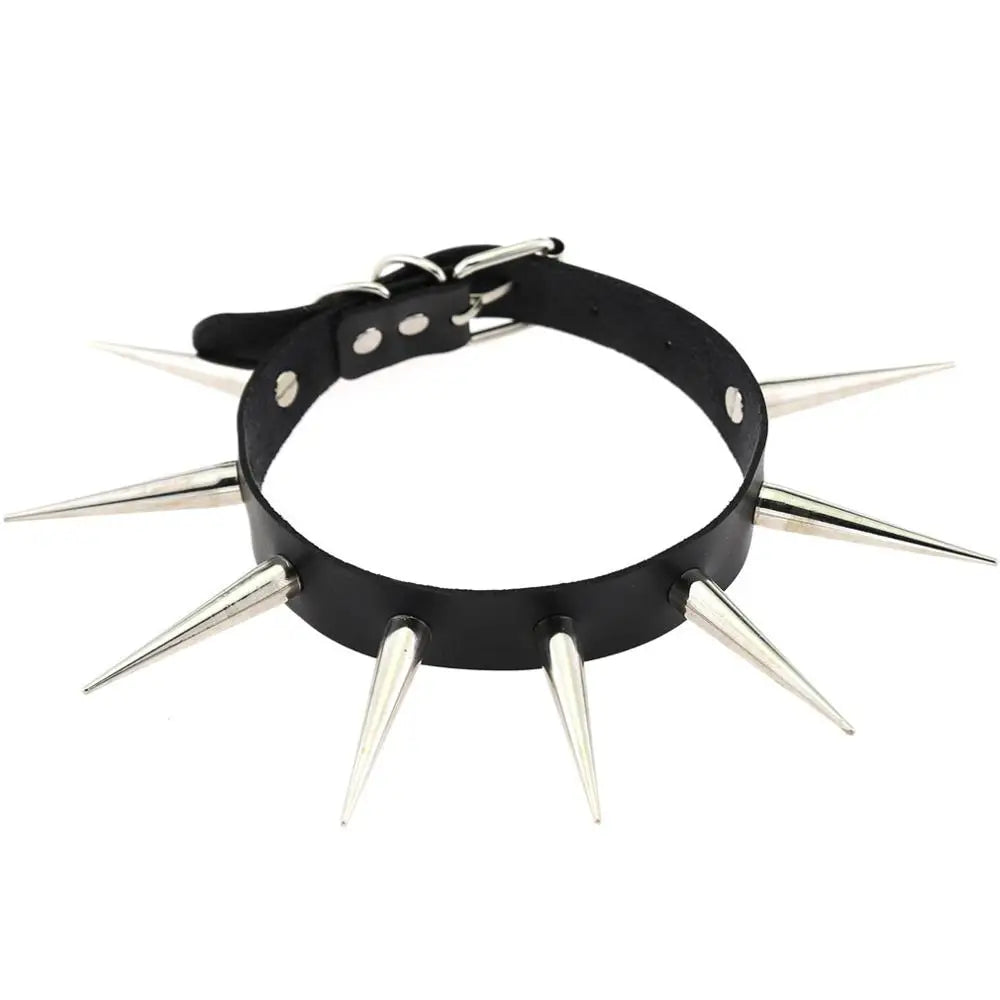 Big spiked studded punk collar choker, view 3